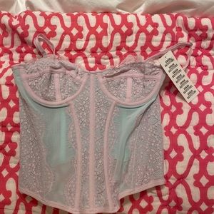 Urban Outfitters modern love corset! Color is sky/ciel No longer in stock on web
